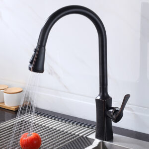 Faucet manufacturer wholesale 360 degree 304 stainless steel can be pulled out faucet hand faucet universal rotating telescopic black kitchen faucet (6)