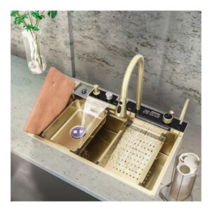 Rain Waterfall Stainless Steel Kitchen Sink Pull-Out Faucet Counter Installation Faucet