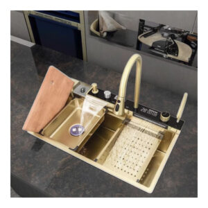 Rain Waterfall Stainless Steel Kitchen Sink Pull-Out Faucet Counter Installation Faucet