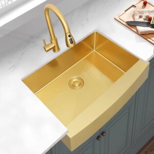 Golden Semi Inset Undermount Kitchen Sink 304 Stainless Steel Large Single Sink