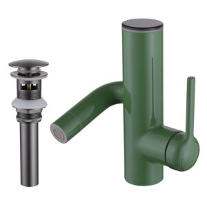 Green Digital Basin Mixer Faucet Deck Mounted Single Hole Rotatable Vanity Faucet Zinc Alloy Bathroom Sink Faucet with Drain