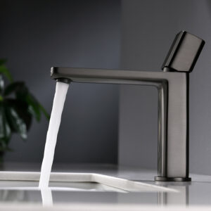Gun Metal Basin Mixer Faucet Deck Mounted Single Lever Bathroom Sink Tap Brass Lavatory Vanity Faucet