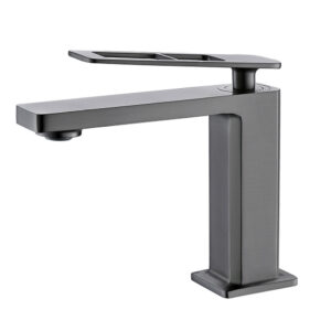Gun Metal Finish Single-Hole Basin Mixer Faucet Hot Cold Water Tap Ceramic Cartridge Deck Mounted Bathroom Brass Basin Faucet