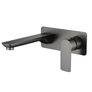 Gun Metal Finished Solid Brass Wall Mounted Hand Wash Basin Mixer Faucet