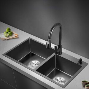 Kitchen Sink Nano Utility Double Bottom Square Bowl Smart Multifunction Undermount