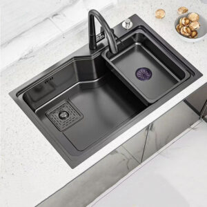 Kitchen Sink 304 Stainless Steel Single & Double Bowl Nano Surface Multifunctional Square Wash Basin
