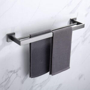 Heated Stainless Steel 304 Double Towel Rack Bathroom Accessories Including Ring Holder for Hotels