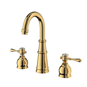High End Luxury Deck Mounted Brass Basin Mixer Taps Dual Handles Bathroom Faucets for Wash Basin Faucet