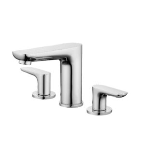 High Quality Chrome Brass Three-Hole Deck Mounted Basin Mixer Taps Modern Design Hot Cold Bathroom Faucet
