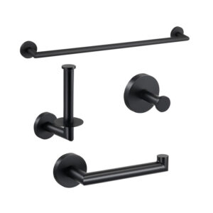 High Quality Stainless Steel 304 Black Series Shelf Ftting 4 Pieces Bathroom Accessories Set