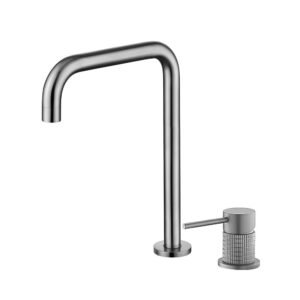 Hot Sale Luxury Bathroom Gun Metal Brass Deck Mounted Basin Mixer Tap Single Handle Bathroom Wash Basin Faucet