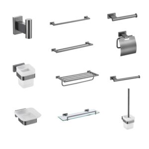 Hotel Gun Gray 304 Stainless Steel  Bathroom Accessory Fittings and Bathroom Accessories Hardware Set