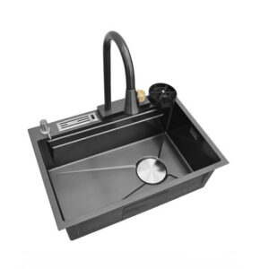Kitchen Sink Waterfall SUS 304/201Intelligent Good Quality Black Color  with Cutting Board