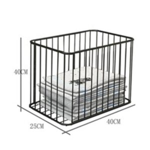 Large Towel Basket for Bathroom Black Iron 40 cm Hotel Room Supplies Metal Cube Dirty Clothes Storage Basket