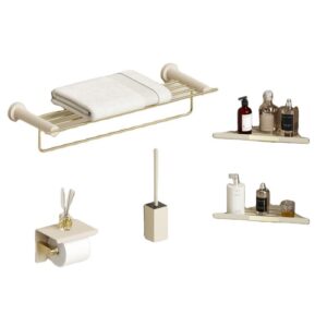 Luxury Bathroom Design Wall Mount Gold White Brass Bathroom Accessories Set