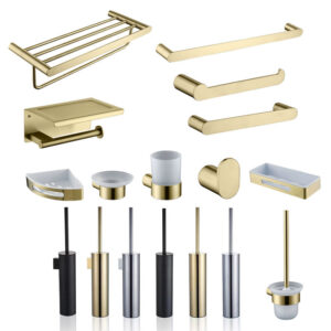 Luxury Golden SUS Bathroom Accessory Set Modern Design Shower Gold Bathroom Accessories for Hotel Apartment Kitchen Project