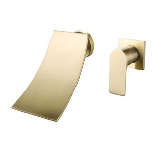 Wall Mount Luxury Gold Faucet Bathroom Basin Mixer Double Handle Brass Wash Basin Faucets