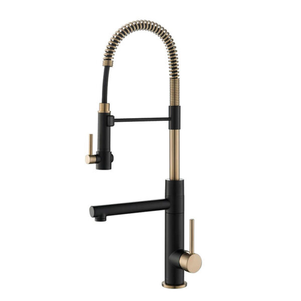 Manufacturer With Reasonable Wholesale Price Hot And Cold Water Kitchen Sink Faucet Pull Down Black Gold Kitchen Faucet (1)