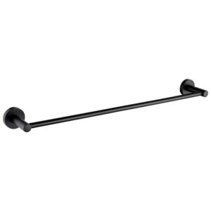 Matt Black Single Round Towel Rail 304 Stainless Steel Rack Holder Bar Wall Mounted Bathroom Hotel Home