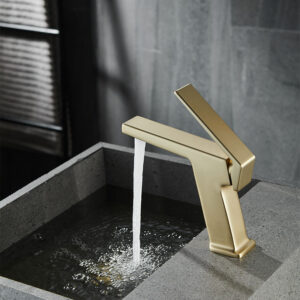 Modern Basin Mixer Faucet Brass Single Handle Brushed Gold Vanity Faucet Deck Mounted Bathroom Sink Faucet