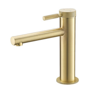 Modern Basin Mixer Faucet Brushed Gold Deck Mounted Wash Basin Faucet Single Hole Brass Bathroom Sink Faucet
