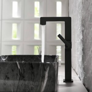 Modern Basin Mixer Faucet Deck Mounted Single Hole Lavatory Vanity Faucet Brass Matte Black Taps for Bathroom