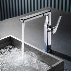 Modern Basin Mixer Faucet Polished Chrome Deck Mounted Single Handle Vanity Faucet Brass Bathroom Tap