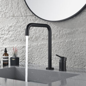 Modern Bathroom Basin Mixer Faucet Deck Mounted Matte Black Vanity Faucet Single Handle Brass Wash Basin Faucet