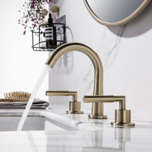 Modern Bathroom Sink Faucet Stainless Steel Brushed Gold Basin Mixer Faucet 3 Hole Bathroom Tap