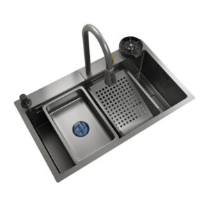 Black 304 Stainless Steel Multifunction Single Bowl Kitchen Sink