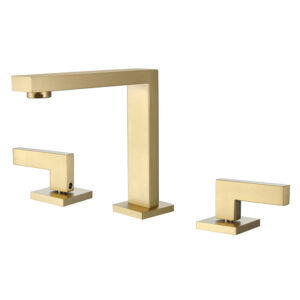 Modern Brass Square Bathroom Sink Faucet Matt Gold Washbasin Two Handles Mixer Basin Taps