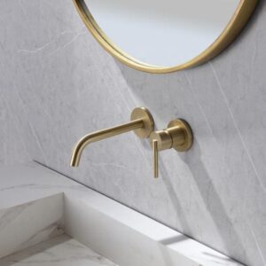 Modern Brass Wash Basin Faucet Single Handle Faucets Mixers Taps Wall Mounted Dual Holes Bathroom Sink Faucet