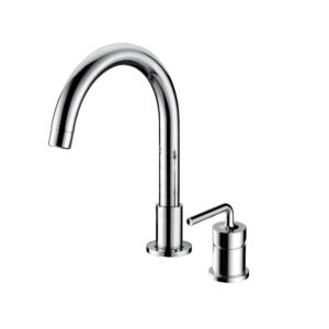 Modern Chrome Finish Brass Single Handle Thermostatic Faucet Deck Mounted 2-Hole Bathroom Wash Basin Tap