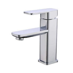 Modern Chrome Finish Deck Mounted Single Hole One Handle Hot Cold Water Supply Brass Wash Basin Mixer Faucet