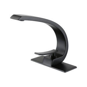 Modern Curved Shape Solid Brass Matt Black Basin Mixer Faucet