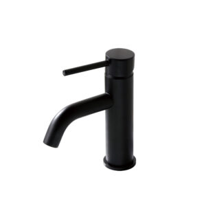 Modern Deck Mounted Hot Cold Water Tap Single Handle Black Finished Brass Bathroom Basin Sink Faucet