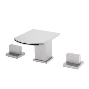 Modern Design Basin Waterfall Faucet Dual Handle Chrome Deck Mounted Hot and Cold Water Mixer Tap