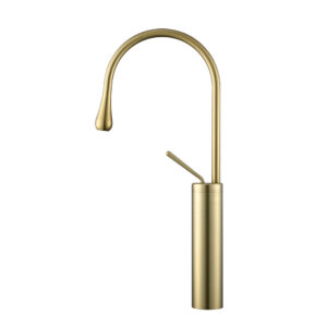 Modern Design Deck Mounted Single Handle Tap Mixer Brushed Gold Finish Brass Faucet Water Drop Design Basin Tap