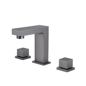 Modern Design Gun Metal Finish Brass Bathroom Sink Faucet Factory Direct 3-Holes Water Faucet