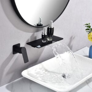 Modern Design Kaiping Sanitary Wares Black Surface Waterfall Bathroom Basin Sink Water Taps Brass Panel Basin Faucet