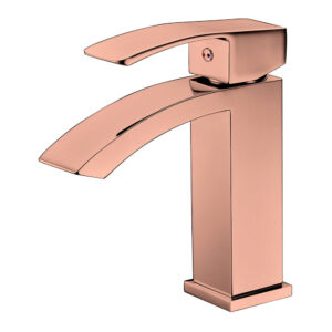 Modern Design Rose Gold Basin Faucets Single-Hole Wholesale Solid Brass Hot Cold Bathroom Taps