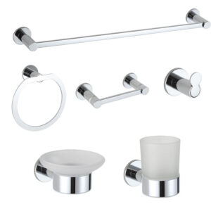Modern Design Towel bar Set Chrome 6 Piece Stainless Steel Bathroom Accessories Hardware Set