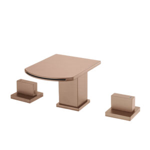 Modern Double Handle Deck Mounted Basin Mixer Faucets Brass Material Hot Cold Water Brushed Golden Bathroom Tap