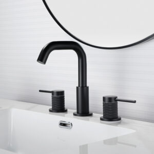 Modern Face Basin Faucet Matte Black Brass Basin Mixer Faucet Deck Mounted 3 Holes Bathroom Sink Faucet
