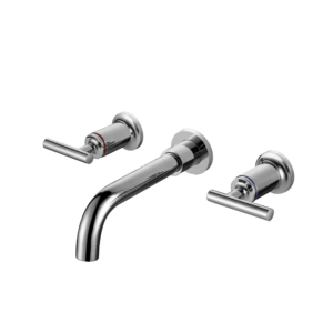 Modern Hot and Cold Water Supplied Wall Mounted Double Handle Chrome Brass Wash Basin Tap