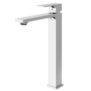 Modern Long Neck Square Design Popular Hot and Cold Brass Chrome Finished Basin Taps for Bathroom Faucet