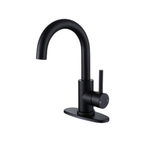 Modern Luxury Matt Black Finish Single Basin Water Faucets Kaiping Deck Mounted Single Hole Brass Basin Tap