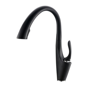 Modern Matte Black Kitchen Faucet Brass Deck Mounted Mixer Tap Pull Sprayer Ceramic Easy Installation Kitchen Sink Mixer Faucets
