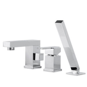 Modern Single-Handle Solid Brass Basin Faucet Chrome Finished Deck Mounted Hot and Cold Bathroom Faucets