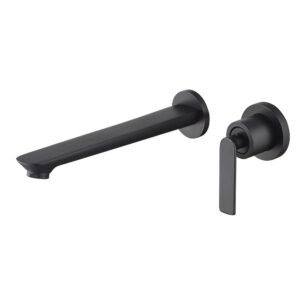 Modern Single-Handle Wall-Mounted Solid Brass Hand Wash Basin Mixer Faucets Matt Black Finish Basin Faucet